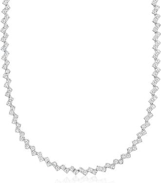 Ross-Simons CZ Zigzag Necklace in Sterling Silver