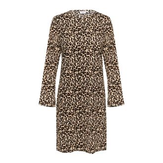 Saint Tropez Abito Nero con Stampa Leopardata - - Dresses - Donna - Marrone - XS