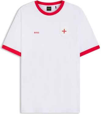 BOSS Stretch-cotton T-shirt with country flag and logo