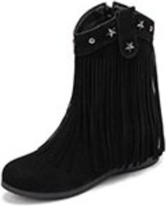 Generic Womens Bohemian Round Toe Faux Suede Ankle Boots Tassel Design Star Stud Detail Comfortable Anti-Slip Wear-Resistant For Casual Daily Outings Street S