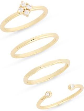 Covet Pack of 4 Assorted Stacking Rings in Clear/Gold at Nordstrom Rack, Size 6