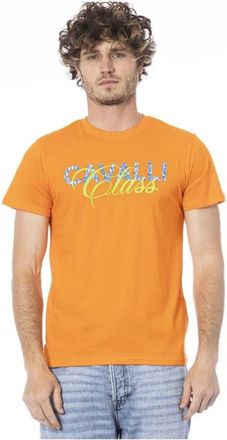 Cavalli Oranje Katoenen Heren T-shirt - Heren - T-shirts - Oranje - L - Katoen - Tops