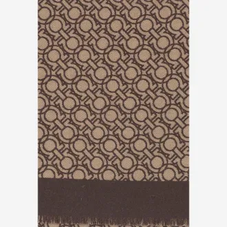 Ferragamo Mens Wool Scarf Camel-Dark Brown Camel/dark Scarfs