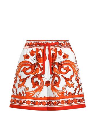Dolce & Gabbana Shorts Dolce & Gabbana In Popeline Con Stampa Maioliche