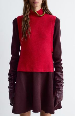 & Other Stories Wool & Mohair Side Tie Bib Vest in Red Dark at Nordstrom