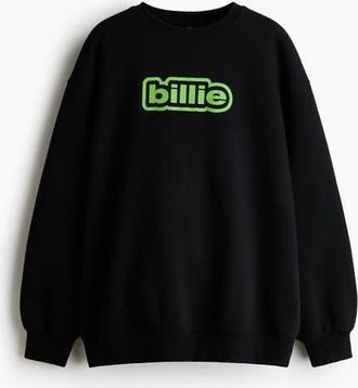 H&M Oversized Print-motif Sweatshirt in Black/billie Eilish at Nordstrom, Size Xx-Large