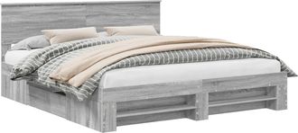 vidaXL Estructura De Cama Con Cabecera Gris Sonoma 180 X 200 Cm Vidaxl
