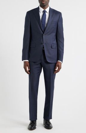 Samuelsohn Essentials Blue M&eacute;lange Wool Suit at Nordstrom, Size 40Regular