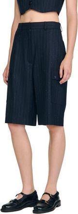 Sandro Rhinestone striped Bermuda in Navy Blue at Nordstrom, Size 36 Eu