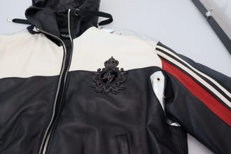 Dolce & Gabbana Mens Black Leather Hooded Blouson Coat Jacket Clothing