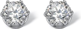 Palm Beach Jewelry 4 TCW Round Cubic Zirconia Stud Earrings in Platinum-plated Sterling Silver