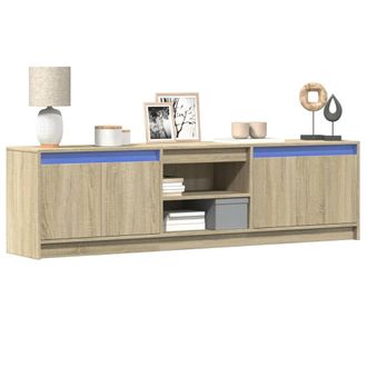 Berkfield Home TV Cabinet with LED Sonoma Oak 180x34x50 cm Engineered Wood in Brown | Size: 180 x 34 x 50 cm