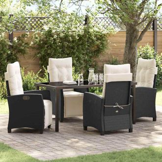 vidaXL Vidaxl - Conjunto De Comedor De Jard&iacute;n 5 Pcs Negro Rat&aacute;n Sint&eacute;tico