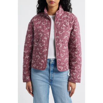 Levi's Quilted Cotton Jacket in Red White Floral at Nordstrom, Size X-Small