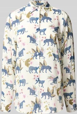 Eterna Regular Fit Bluse aus Viskose im Allover-Look in Offwhite, Größe 40