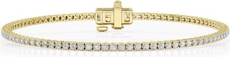 Grown Brilliance 2 Carat Round Lab Grown Diamond Tennis Bracelet in 14K Yellow Gold, Size 7 Inches, F Color, VS2 Clarity