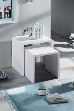 Julian Bowen Manhattan Nest of 2 Side Tables in White