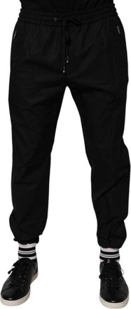 Dolce & Gabbana Black Cotton Men Jogger Sweatpants Pants
