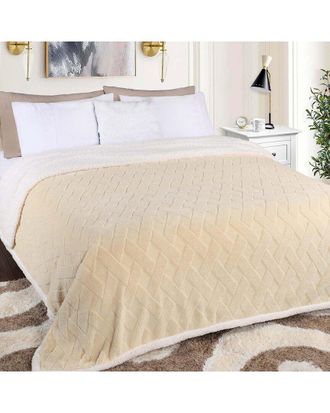 Superior Reversible Jacquard Lattice Fleece Plush Sherpa Blanket