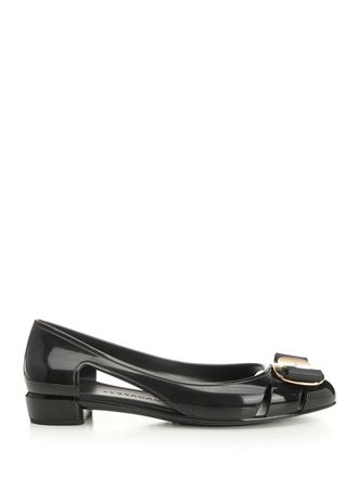 Ferragamo Pvc Ballerina Scarpe Basse Nero-Donna