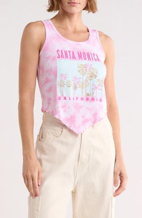 Vinyl Icons Santa Monica Tie Dye Graphic Handkerchief Hem Tank in Pink at Nordstrom Rack, Size X-Small