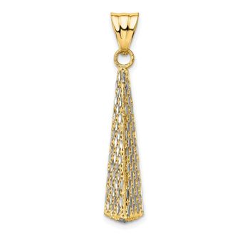 Diamond2Deal 14k Yellow Gold Rhodium Diamond-Cut Pendant
