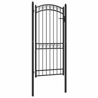 vidaXL Puerta De Jard&iacute;n Con Arco Superior Acero Negro 100x200 Cm Vidaxl