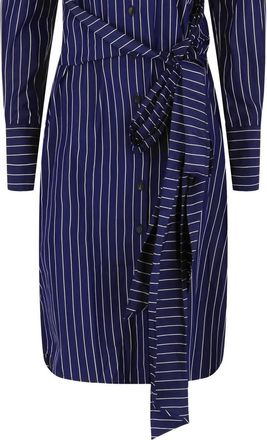 Ferragamo Womens Pinstriped Shirt Dress In Navy Blue