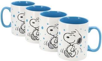 Gibson Freckled Joy Snoopy 17 Ounce Stoneware Mug Set in Blue at Nordstrom