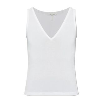 Rag & Bone V-Neck Top - Dames - Tops zonder mouwen - Wit - M - Polyester - Tops