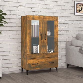 vidaXL Aparador De Madera Contrachapada Roble Ahumado 70x31x115 Cm Vidaxl