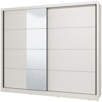 Dmora Guardaroba Grande Pedavena, Armadio Camera da Letto Appendiabiti, 8 Ripiani, 12 Vani, 251x215.5h cm Bianco Opaco