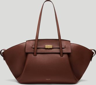 DeMellier The Brooklyn in Warm Brown Small Grain Leather Tote & Work bag