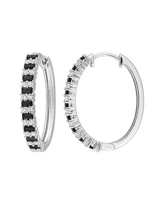 Rina Limor Silver 2.52 ct. tw. Lab-Grown Black Spinel, Created White Sapphire Hoop Earrings
