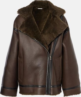 Nour Hammour Jacqueline shearling-trimmed leather jacket