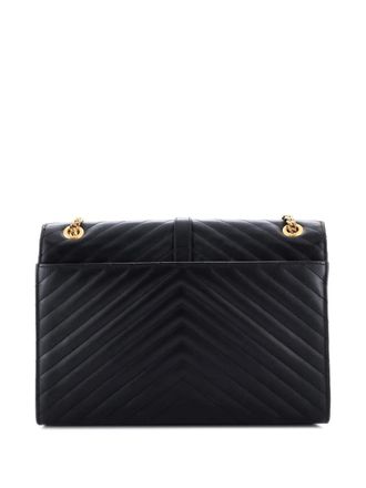 Saint Laurent Classic Monogram Envelope Satchel Matelasse Chevron Leather Large shoulder bag - Zwart