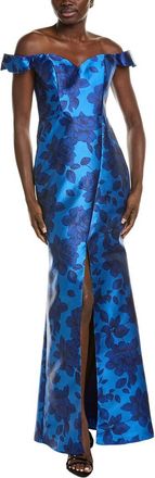 Rene Ruiz Off-The-Shoulder Velvet Burnout Gown