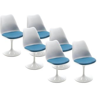 Vente-Unique Vente-unique - Sedia Polipropilene e Metallo Blu e Bianco - Lotto di 6 - xafy
