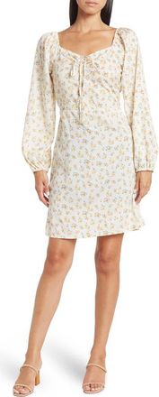 Tash And Sophie Printed Long Puff Sleeve A-Line Dress in Ivory/Multi at Nordstrom Rack, Size X-Large