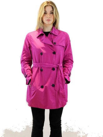 Canadian Fuchsia Trench Jacket With Double-Breasted Design