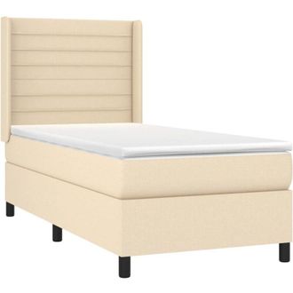 vidaXL Vidaxl - Cama Box Spring Colch&oacute;n Y Luces Led Tela Crema 90x200 Cm
