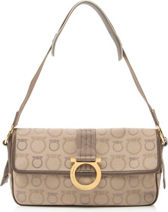 Ferragamo Ferragamo Canvas Gancini Flap Shoulder Bag