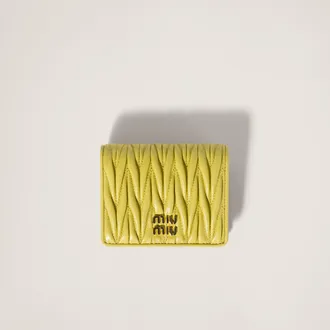 Miu Miu Small Matelass&eacute; Nappa Leather Wallet, Woman, Citron Yellow