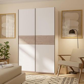 Dmora Armario 2 Puertas Maba, Ropero Dormitorio 2 Estantes, Perchero, 2 Puertas, 120x204h Cm Blanco