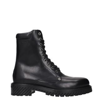 Off-white Black Leather Ankle Mens Boots