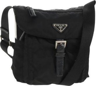 Prada Pre-owned Cross Body Bags, female, Black, Size: ONE SIZE Pre-owned Nylon Cross Body Bag