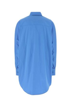 Ermanno Scervino Womens Cerulean Blue Poplin Oversize Shirt Azurblue Exterior: Cotton Camicie