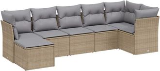 vidaXL Juego De Sof&aacute;s Jard&iacute;n Con Cojines Beige Mezcla 7 Pzas Rat&aacute;n Pe Vidaxl