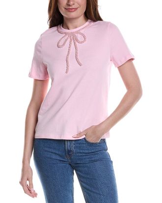 English Factory Beaded Bow T-Shirt