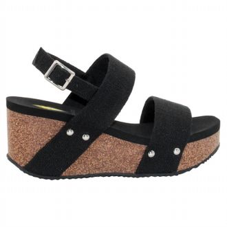 Volatile Womens Summerlove Adjustable Strap With Buckle Closure Sandal In Black Linen